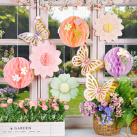 9 StüCk PapierfäCher Dekoration WabenbäLle Pastell Deko Gold Schmetterling Blume