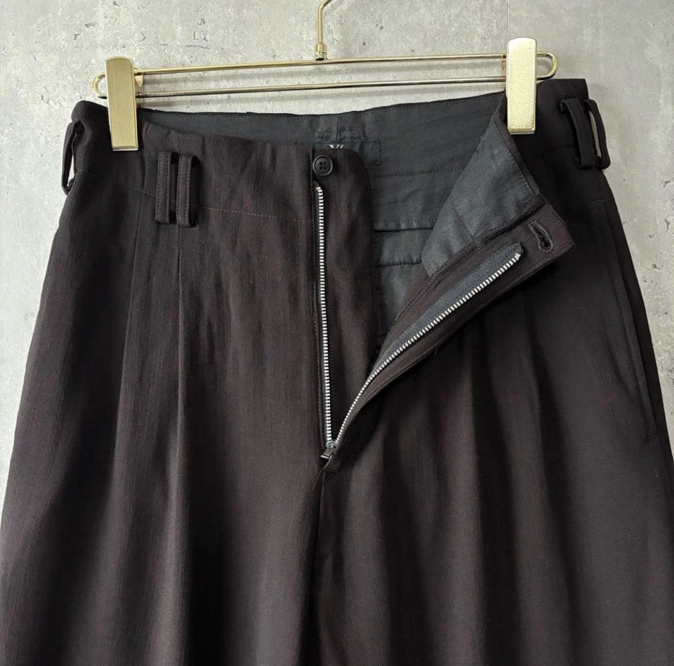 1 Y's Yohji Yamamoto две складки широкие брюки, шерсти вискозы, размер 3 - Изображение 3 из 4