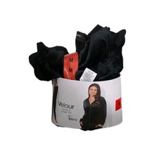 Felina Velour Women's Medium Hoodie  Jogger Set Black Polyester NWT