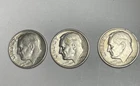 1951 P D S Roosevelt Dime Set Silver 3 Coin Lot 90% US Coins