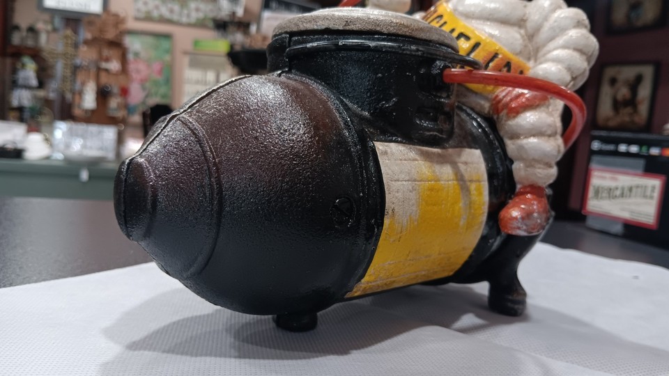 Michelin Man Bibendum on Air Compressor Hollow Cast Iron Advertising ...