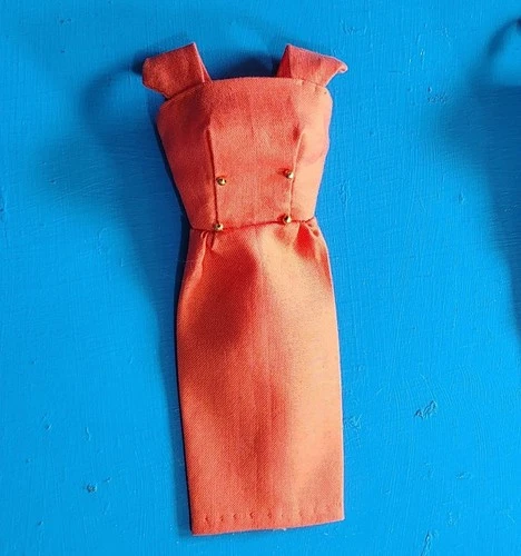 Vintage Look Barbie Dress/Sheath With Gold Buttons, Orange