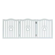 Pet Gate Wooden Free Grey Standing Dog Gate - Foldable Small Grey