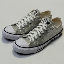 Converse Chuck Taylor All Star Shoes Womens Size 8 Silver Glitter Sneakers