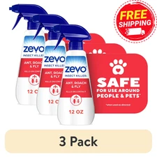 (3 pack) Zevo Multi Insect Killer Spray for Ants, Roaches & More 12oz Spray