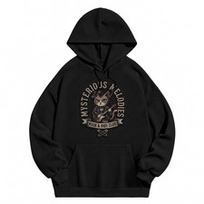 Mysterious Melodies Gothic Cat Guitar Hoodie Unisex Rock New Goth Pullover