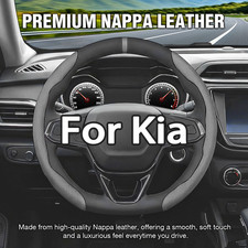1537-38cm Gray 2pcs Segmented Steering Wheel Cover Nappa Leather For Kia Car 1537-38cm Gray 2pcs Segmented Steering Wheel Cover Nappa Leather For Kia Car