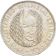 Fitz FRG Germany Germany 5 DM Mark Leibniz Munich 1966 Silver Ømah219