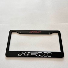 Dodge 392 Hemi License Plate Frame Matte Black Red Outline Free Shipping