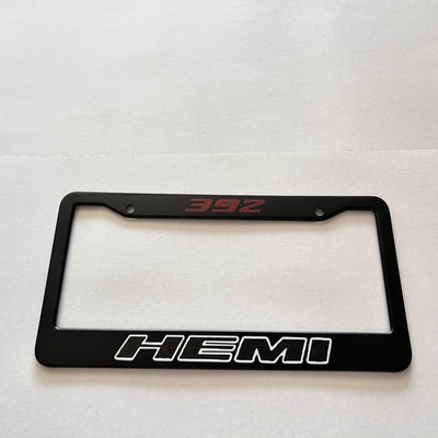 Dodge 392 HEMI License Plate Frame Matte Black Red Outline FREE SHIPPING