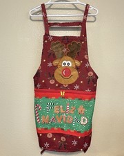 Feliz Navidad Reindeer Christmas Apron Red Holiday Kitchen Cooking Baking Gift