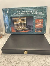 WM Rogers & Son Gold Plated Enchanted Rose Flatware 12 Settings - 63 Pc