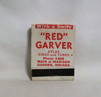Vintage Red Garver Standard Service Gas Oil Matchbook Goshen IN Advertising Full