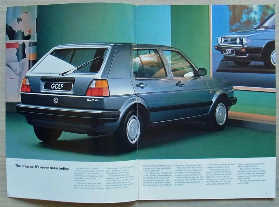 VOLKSWAGEN Golf Car Sales Brochure Sept 1987 CL GL Turbo Diesel 720/1190.02.25 - Image 2 of 4
