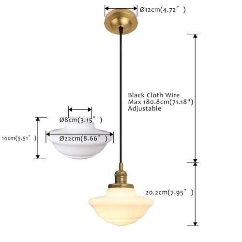 Modern Pendant Light with Milk White Glass, Vintage Ceiling Pendant Lighting ... - Picture 6 of 9