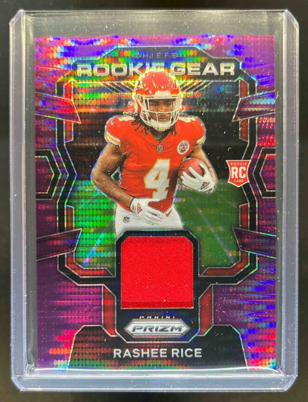 2023 Prizm Rashee Rice Rookie Gear Jersey Purple Pulsar RC #RG-RR Chiefs