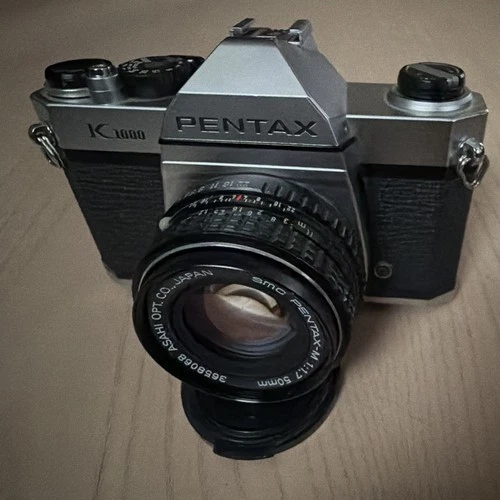 Pentax K1000 Silver 35mm SLR Film Camera w/ SMC Pentax-M 50mm f/1.7 Lens