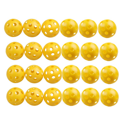 24pcs Golf Practice Ball Yellow Plastic Lightweight Durable Outdoor and Home Use