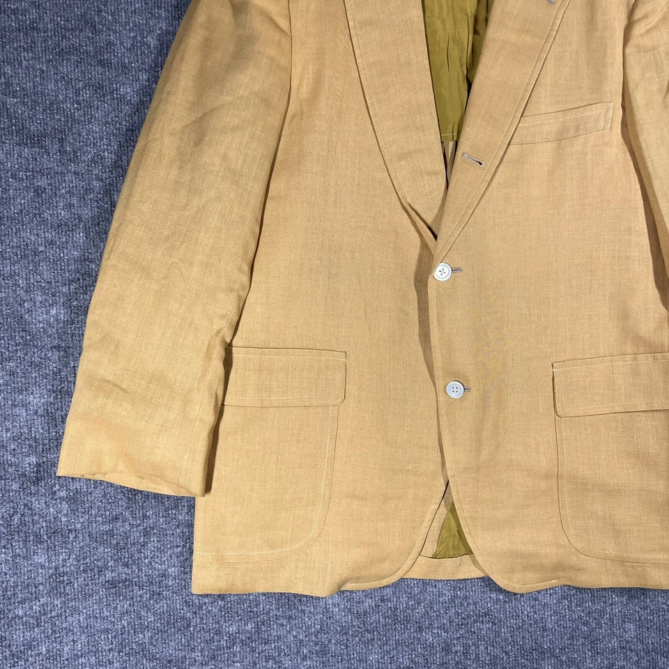 VINTAGE 50s Brooks Brothers Rockabilly Blazer Jacket Size 42 Mustard Yellow - Image 3 of 4
