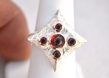 Garnet Ring in Sterling Silver -- Size 7