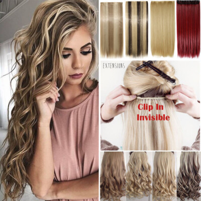 Clip in Hair Extensions Long Straight Layered Synthetic 5 Clips One-Piece Amazon.com : FORCUTEU Clip in Hair Extensions Long Layered  main image 2