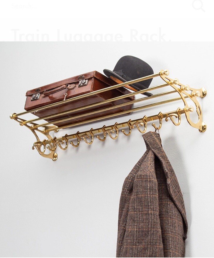 Brass Plating Train Luggage Wall Mounted Rack Bathroom rack Shelf Hooks  Coatrack