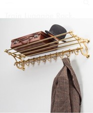 Brass Plating Train Luggage Wall Mounted Rack Bathroom rack Shelf Hooks Coatrack
