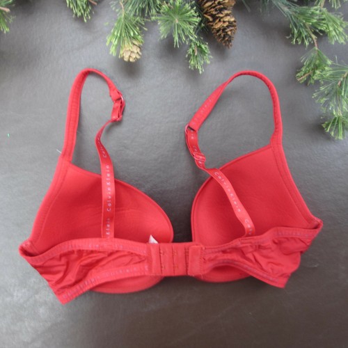 Calvin Klein Bra 34D Red Padded Underwire Adjustable Clasp Back - Picture 6 of 11
