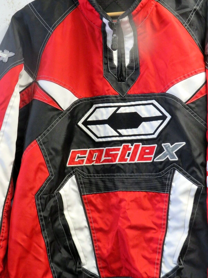 Castle X Chaqueta Hombre Negra/Roja/Blanca 3/4 Cremallera Chaqueta Hombre Lg Usada Foto 2 de 4