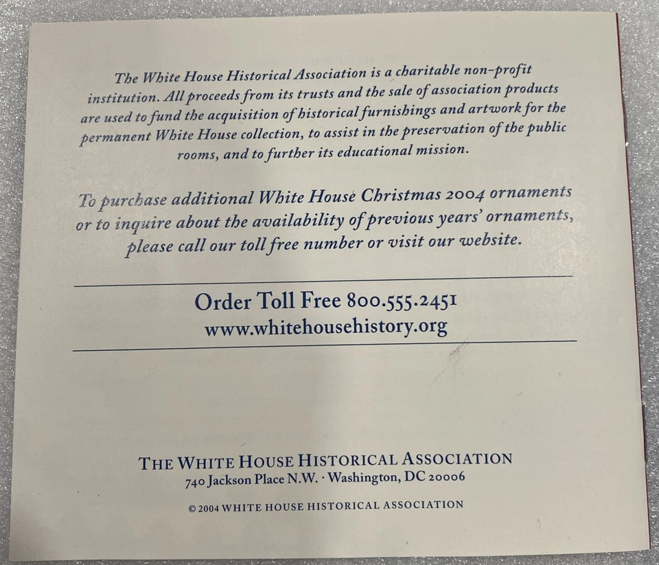 "Adorno de árbol de Navidad de la Casa Blanca 2004 paseo en trineo de una primera familia 3,25"X 3""" Foto 4 de 4