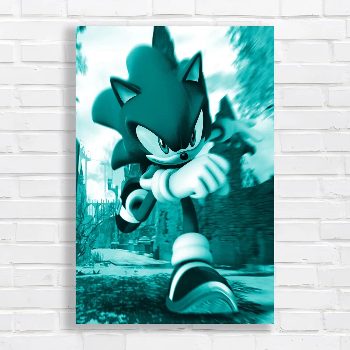 Sonic the Hedgehog Dynamic Blue Teal Canvas Print Large Picture Wall Art