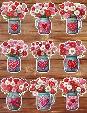 Valentines Flowers Die Cut Vinyl Stickers Set Scrapbooking Laptop Waterbottle