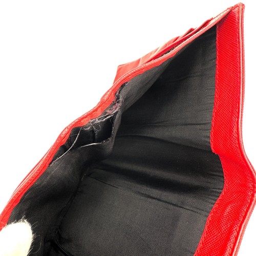 Prada Tessuto Saffiano Logo Nylon Trifold Leather Wallet Red Authentic Japan - Picture 12 of 12