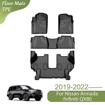 TPE Rubber 3D Floor Mats All Weather for Nissan Armada/Infiniti QX80 2019-2022