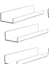 Clear Acrylic Floating Shelf 15  Wall Rack Kids Book Display Bathroom 2 Shelves