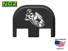 NDZ Slide Cover Back Plate Glock 17 19 45 Gen 5 Aluminum - Bomb Pinup Girl 1