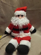 Vintage Santa Shelf Sitting Plush With Wooden Base Inside