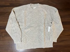 Aime Leon Dore ALD Chunky Cable Crewneck Sweater in Oatmeal SS23 Men’s Size XL