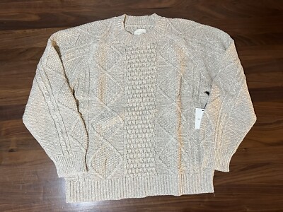 Aime Leon Dore ALD Chunky Cable Crewneck Sweater in Oatmeal SS23