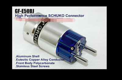 1x Rhodium Plated Hi End Schuko EU AC Power Plug Europ