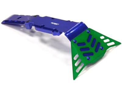 Protector Inferior (Skid Plate) Delantero Y Central Para Traxxas E-Revo/Revo/Summit - Aleación Mecanizada - Color Azul - Mejora Durabilidad Y Aspecto