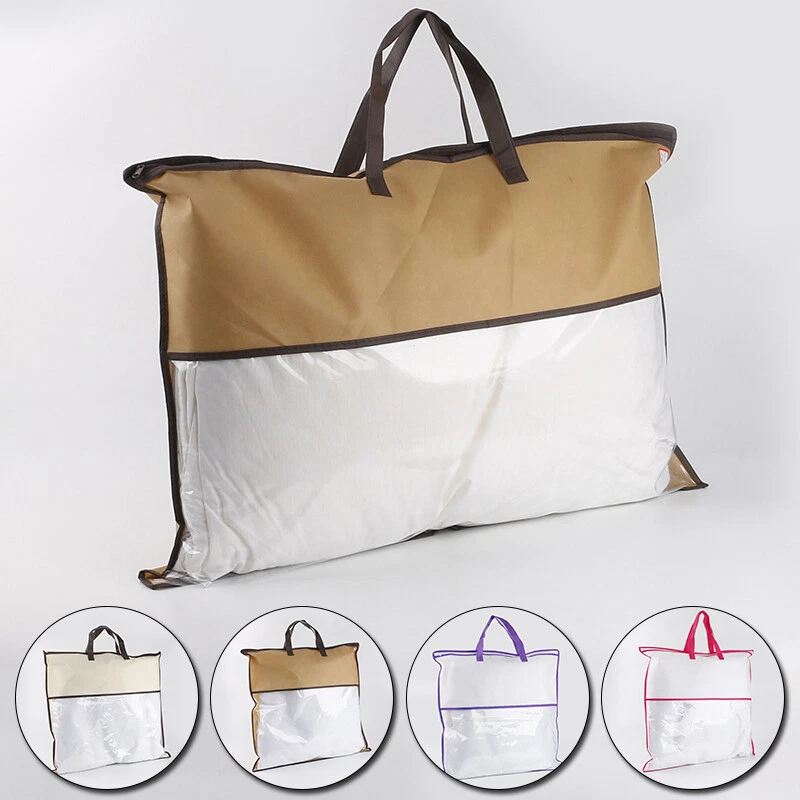 Pillow Storage Bag Non Woven Tote Zipper Clear Bags Home Organizer Saving  Space