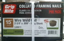 Grip-Rite 2-3/8" 12 Ga. Angled Coil Hot-Dip Galv. Framing Nails (GRC8R99DHG)FS