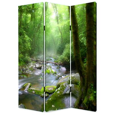 72 Green CanvasFolding Three Panel Screen Room Divider