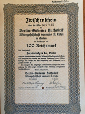 Berlin- Gubener Hutfabrik Zwischenschein 1928