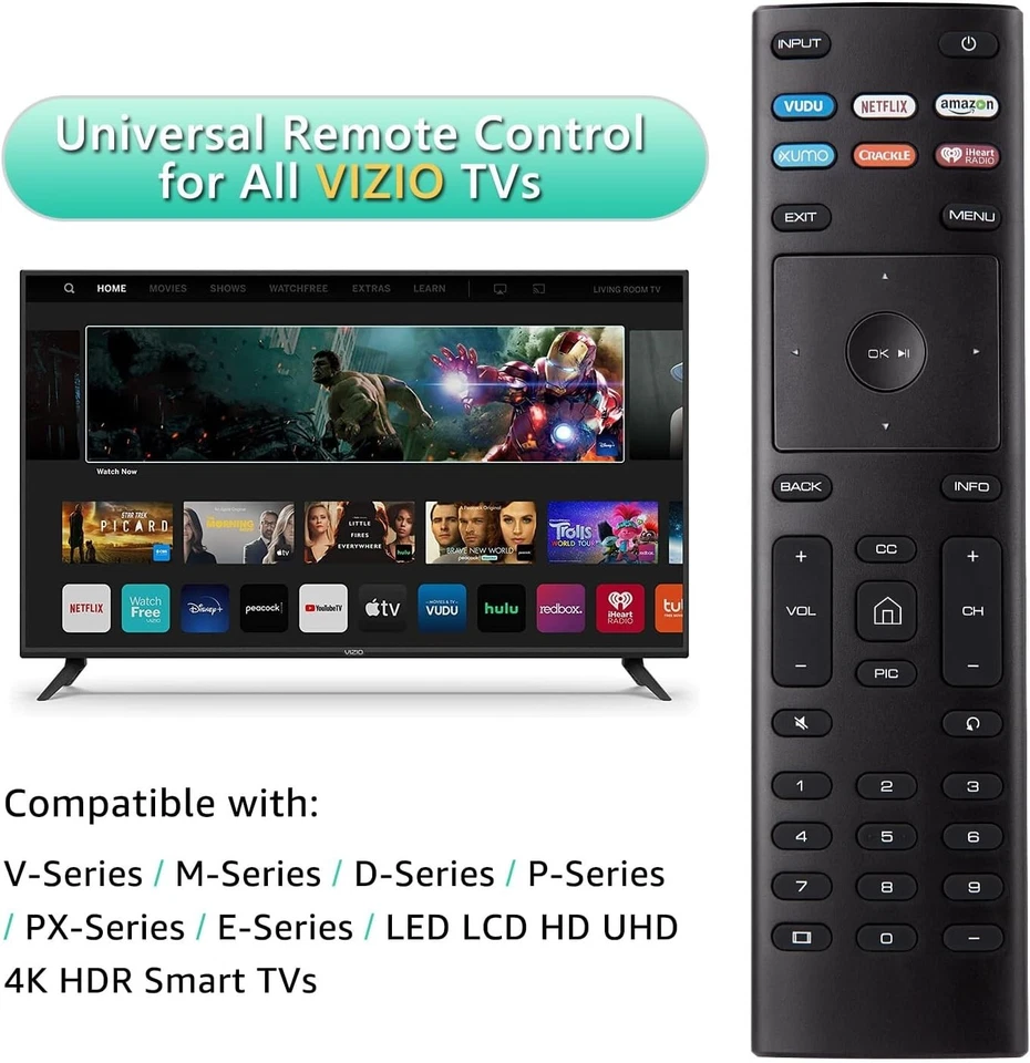 New XRT136 for Vizio Smart TV Remote Control w Vudu Amazon iheart Netflix 6 Keys - Image 4 of 4