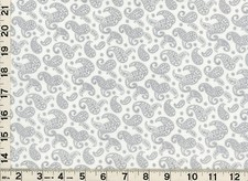 Light Gray Paisley on Country White Quilting Sewing Fabric by Yard  739