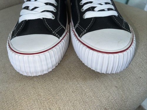 PF Flyers HI- Top Black Canvas Sneaker MensSz 14.5 WM 12 Black NWOT - Imagen 10 de 12