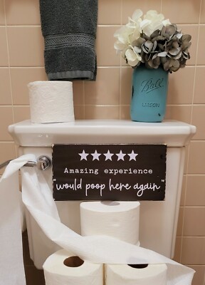 Funny Bathroom Sign Hand made wooden 