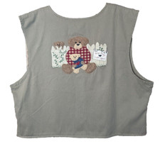 Vintage Teddy Bear Vest Womens Plus Xxl Bear Hugs Given Here Embroidered Cotton